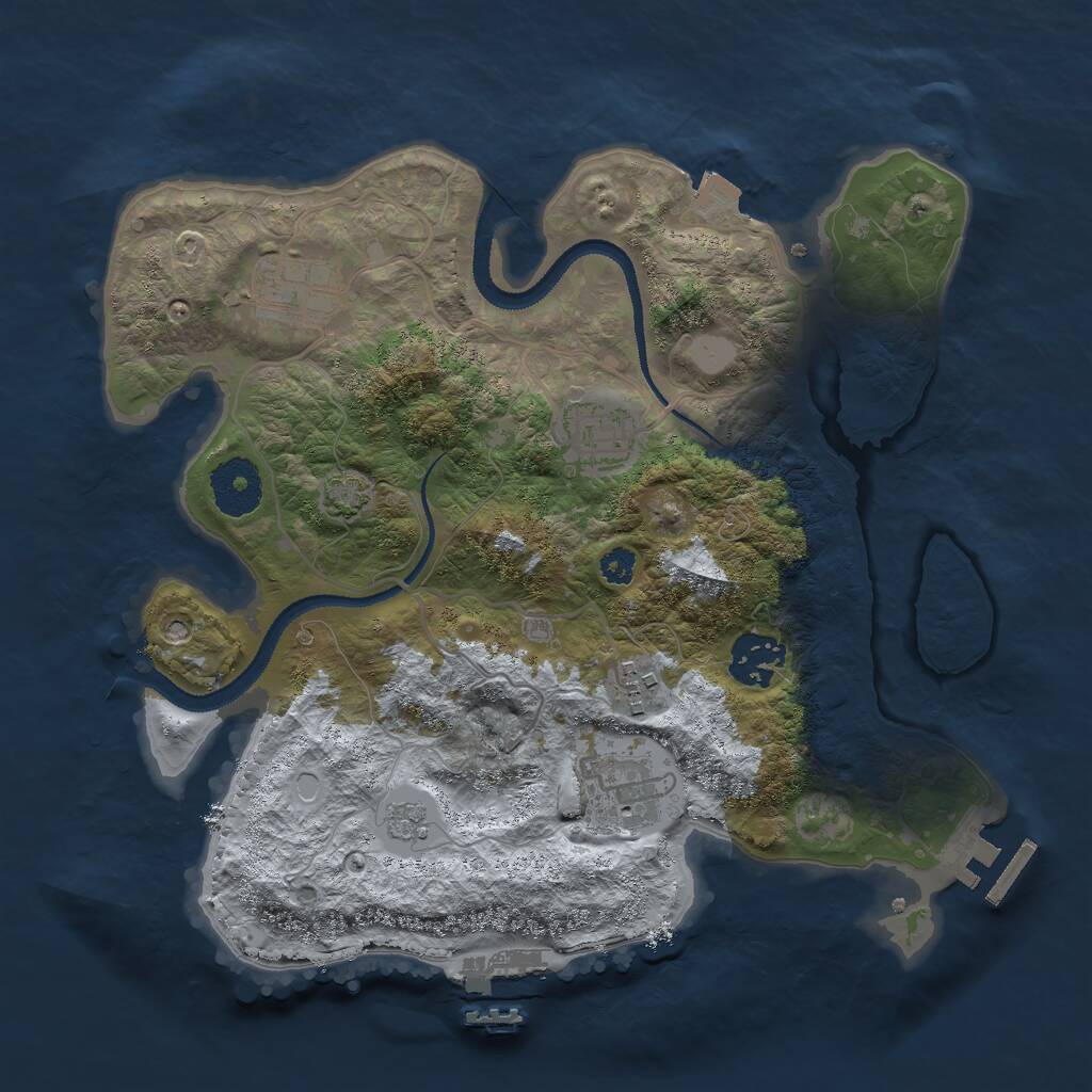 Rust Map: Procedural Map, Size: 3000, Seed: 877552661, 10 Monuments