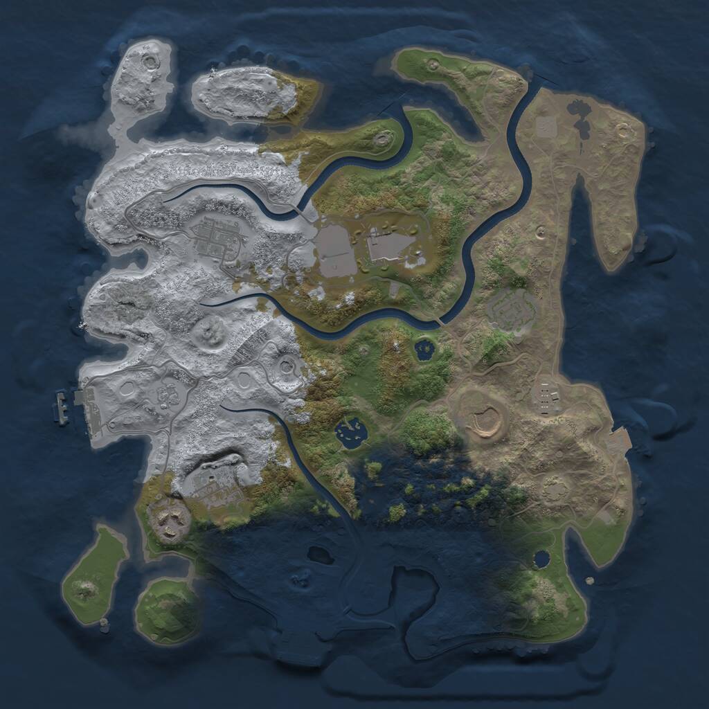 Rust Map: Procedural Map, Size: 3500, Seed: 428819286, 14 Monuments
