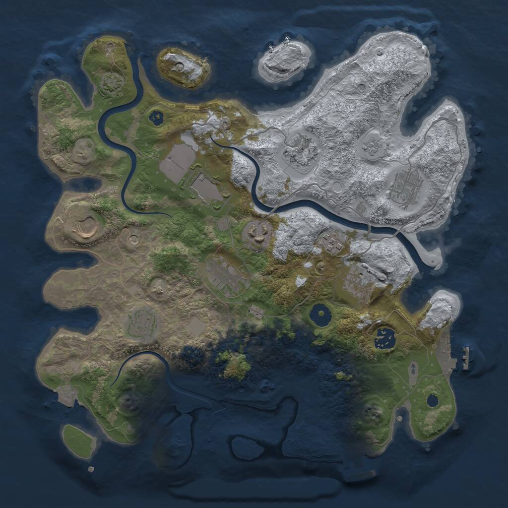 Rust Map: Procedural Map, Size: 3500, Seed: 2141969, 16 Monuments