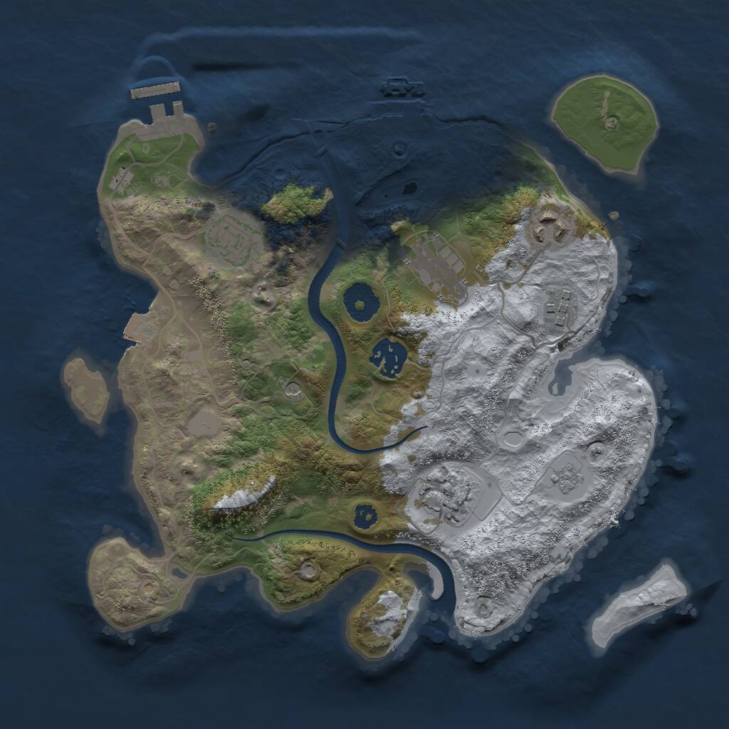 Rust Map: Procedural Map, Size: 3000, Seed: 5943687, 11 Monuments