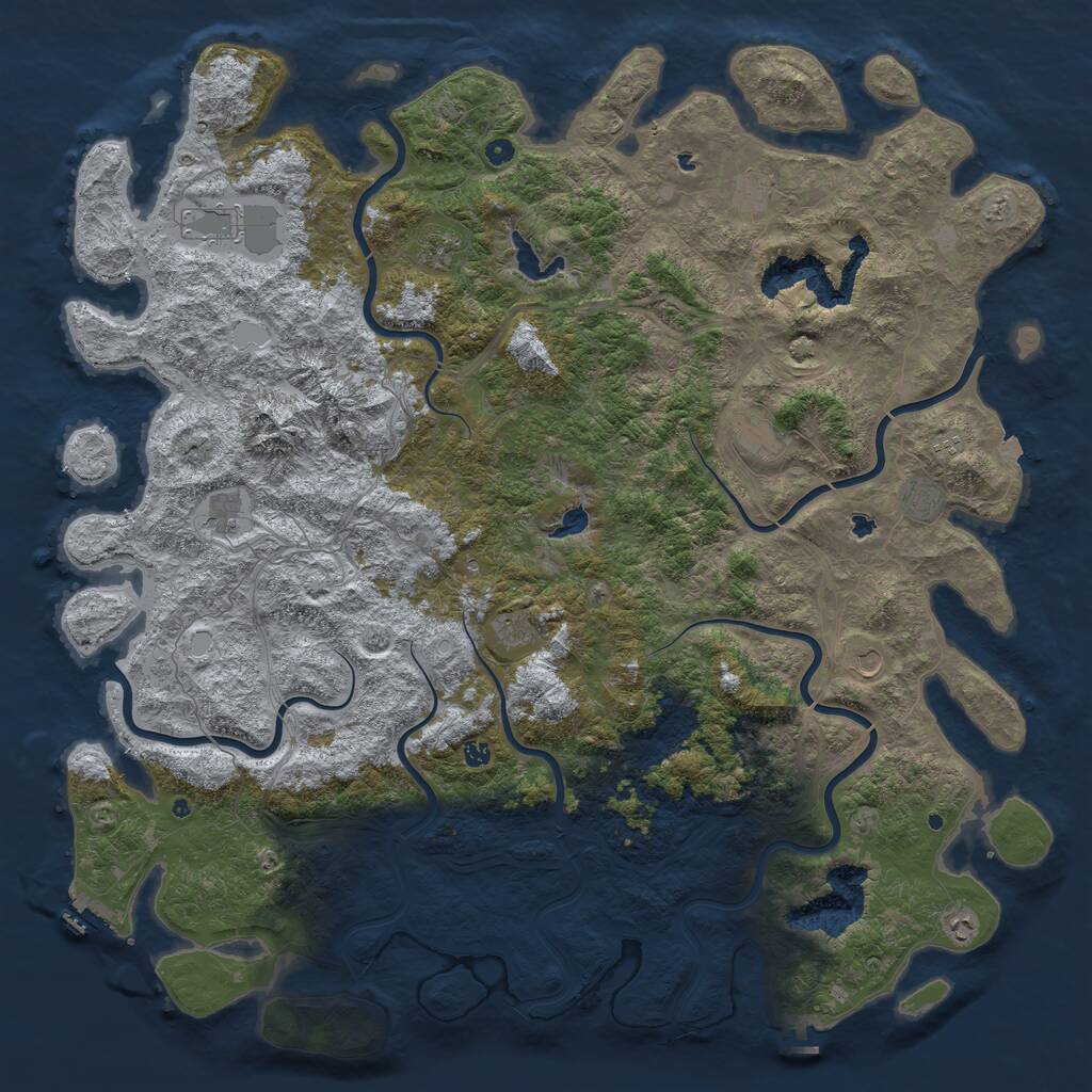 Rust Map: Procedural Map, Size: 6000, Seed: 83963, 17 Monuments