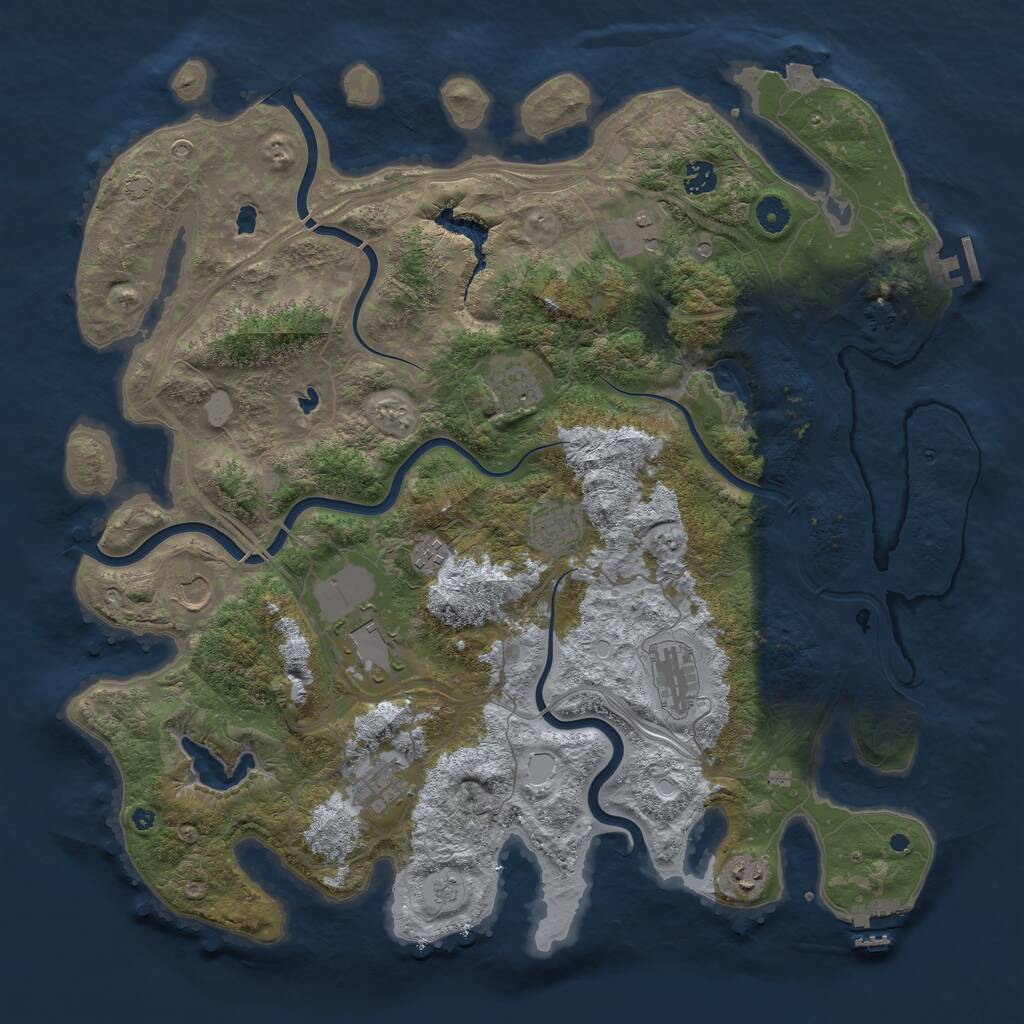 Rust Map: Procedural Map, Size: 4500, Seed: 1883642944, 16 Monuments