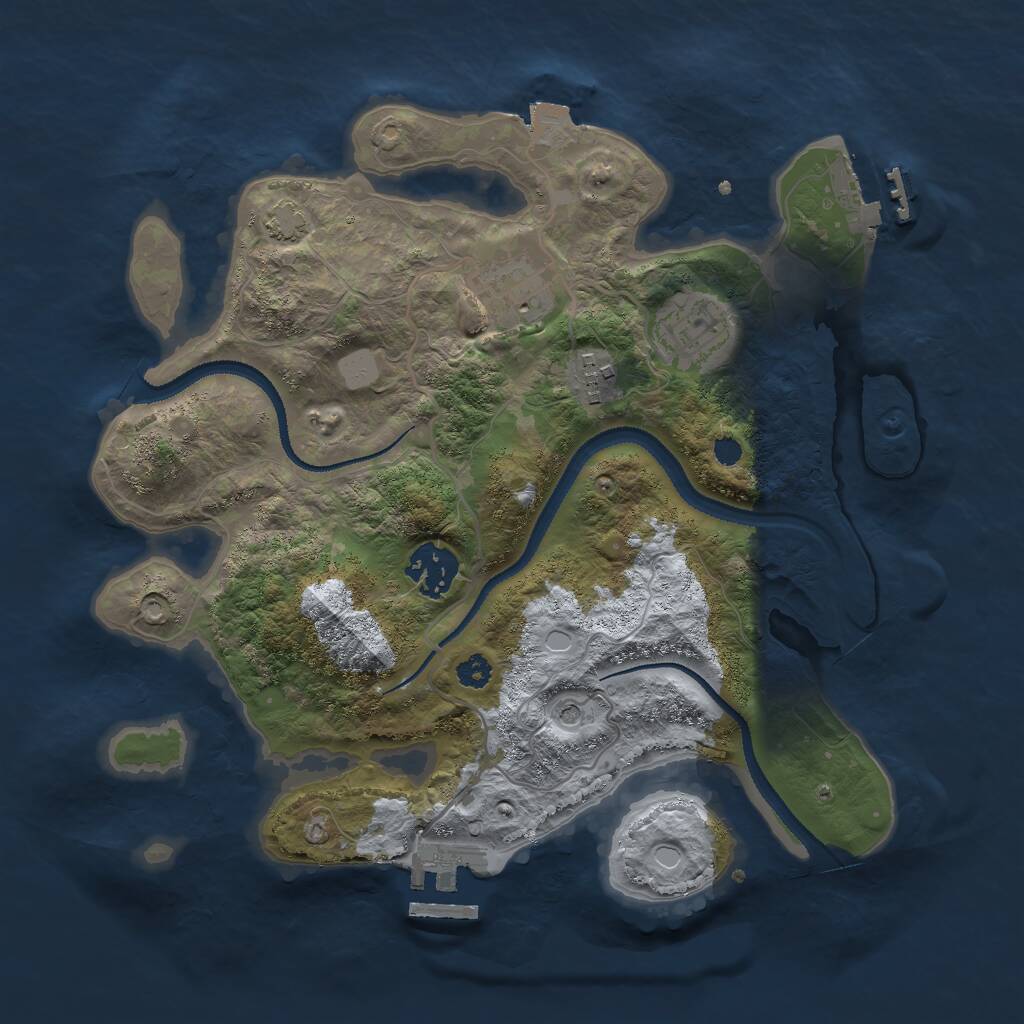 Rust Map: Procedural Map, Size: 3000, Seed: 597413, 9 Monuments