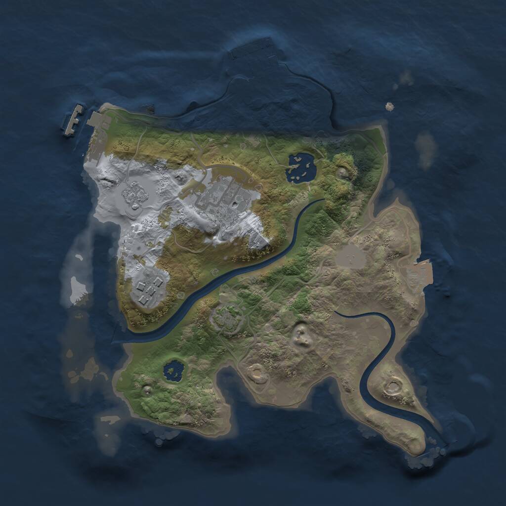 Rust Map: Procedural Map, Size: 2400, Seed: 48535, 8 Monuments