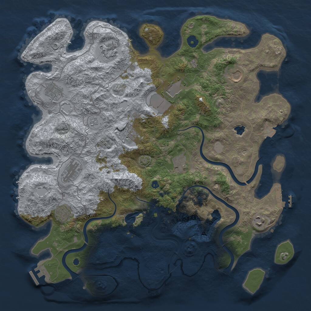 Rust Map: Procedural Map, Size: 4050, Seed: 897515056, 16 Monuments