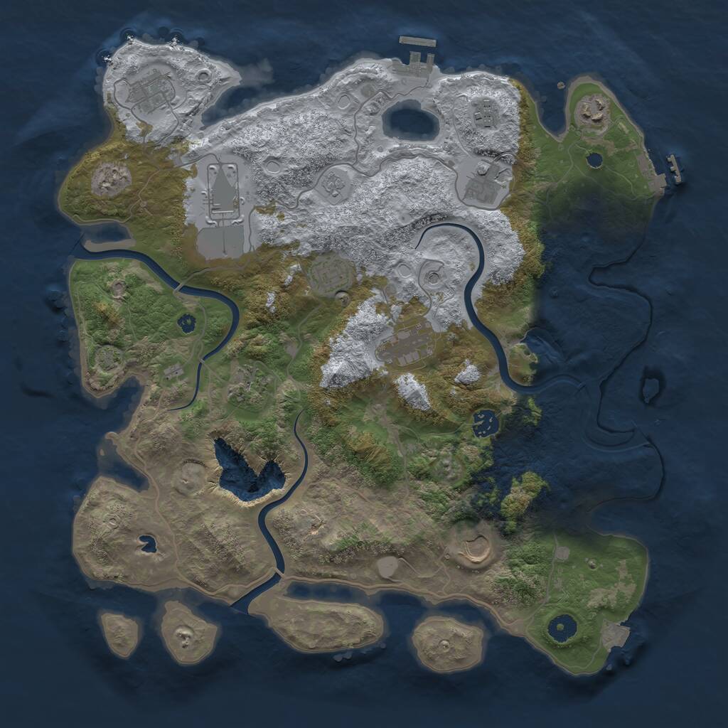 Rust Map: Procedural Map, Size: 4000, Seed: 14343, 16 Monuments