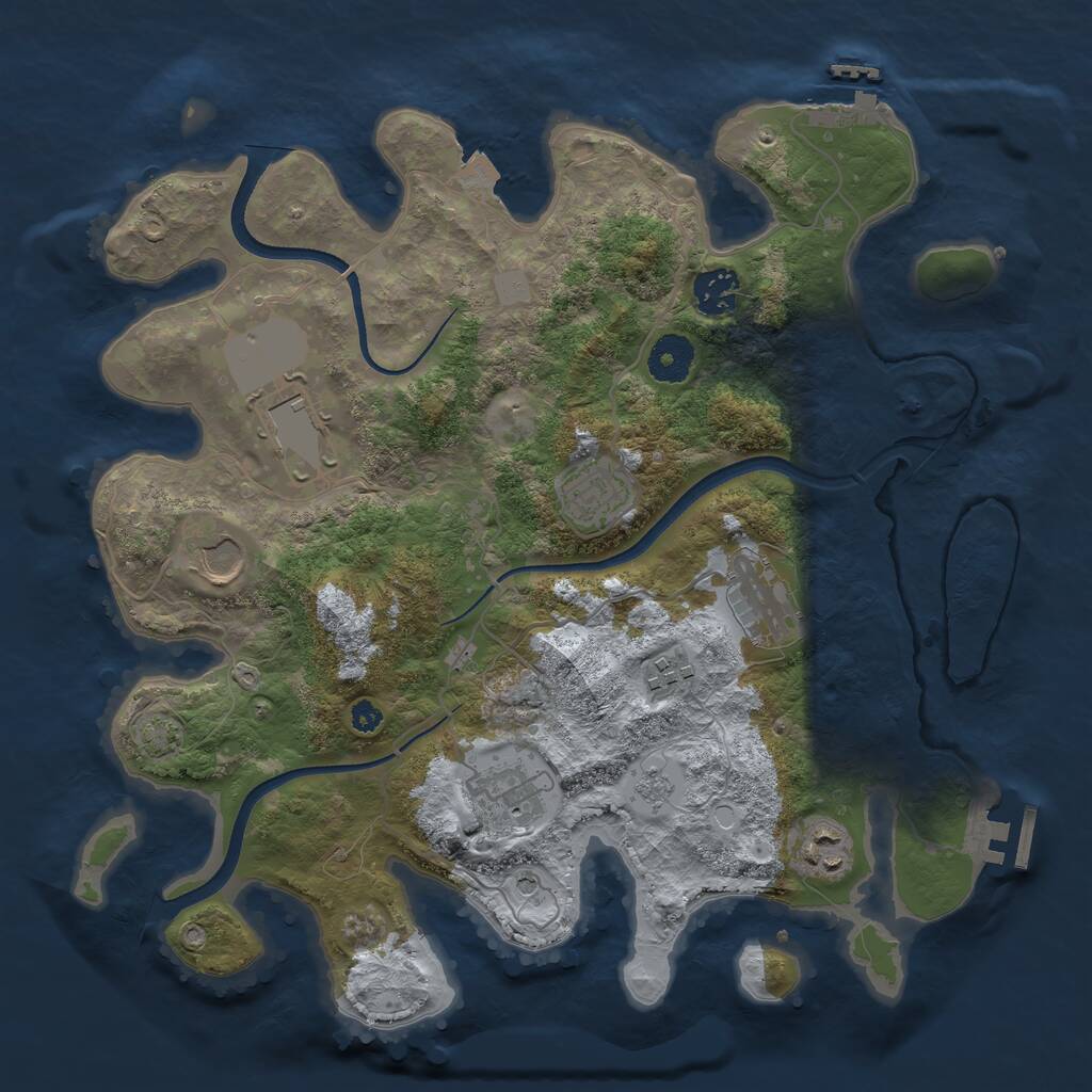 Rust Map: Procedural Map, Size: 3500, Seed: 1951513392, 14 Monuments