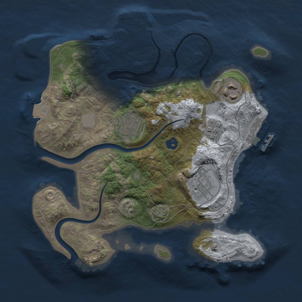 Rust Map: Procedural Map, Size: 2500, Seed: 43364, 8 Monuments