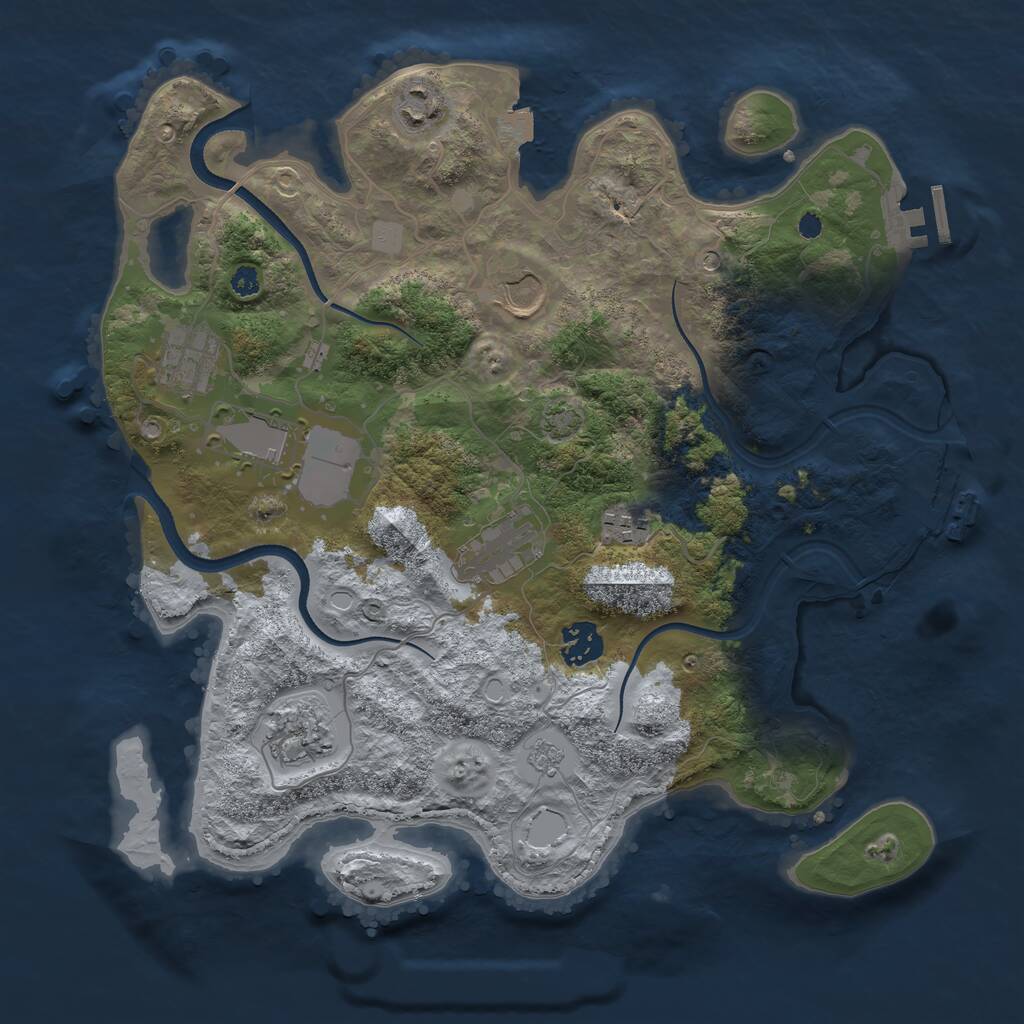 Rust Map: Procedural Map, Size: 3500, Seed: 39198391, 14 Monuments