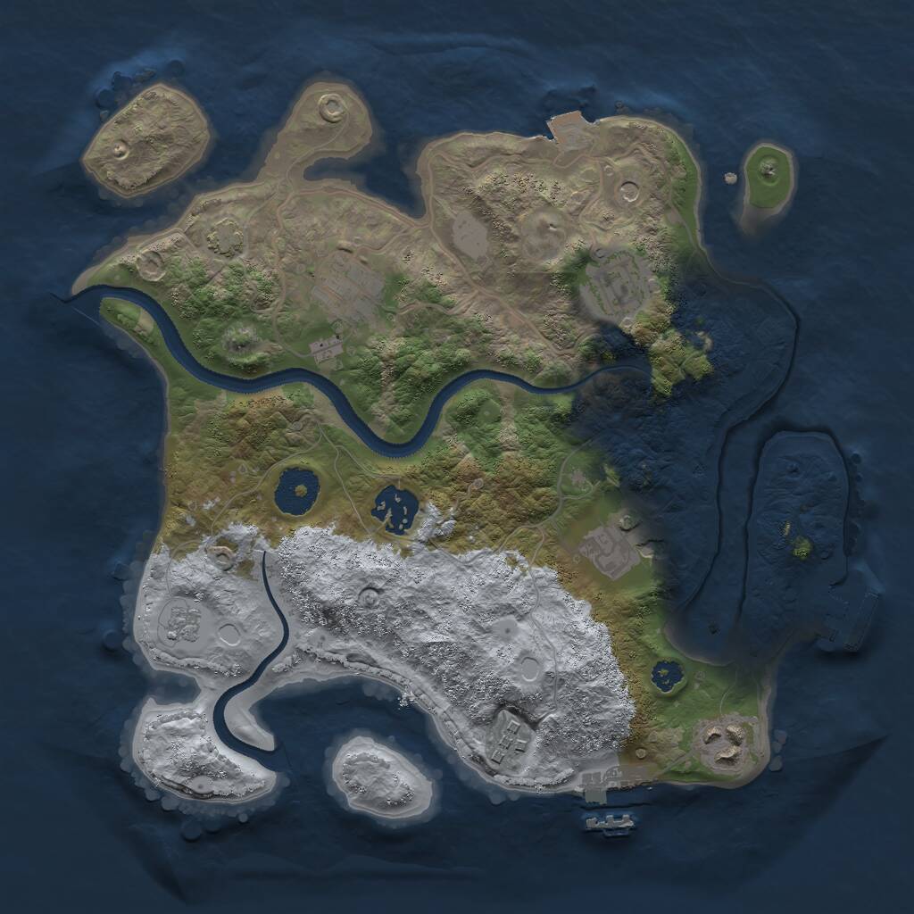 Rust Map: Procedural Map, Size: 3000, Seed: 43655, 12 Monuments