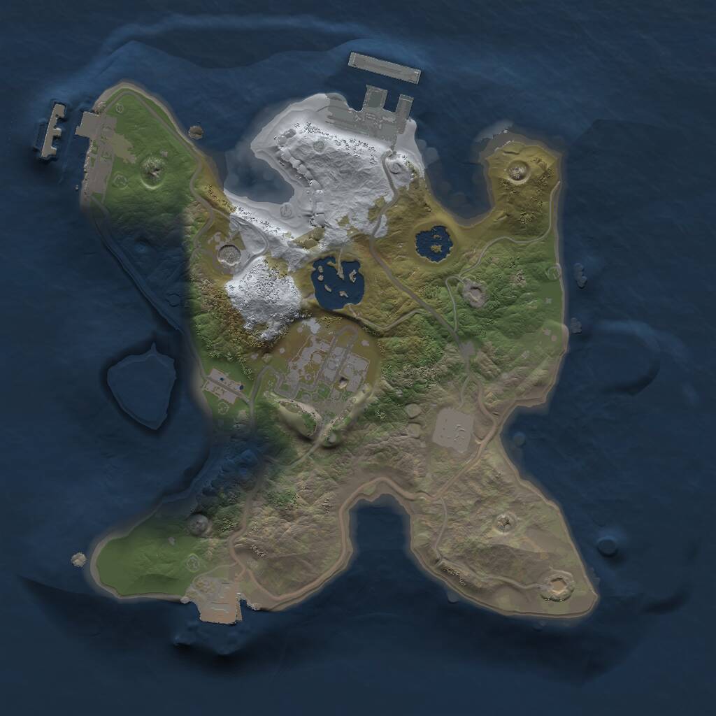 Rust Map: Procedural Map, Size: 2000, Seed: 1445339684, 6 Monuments