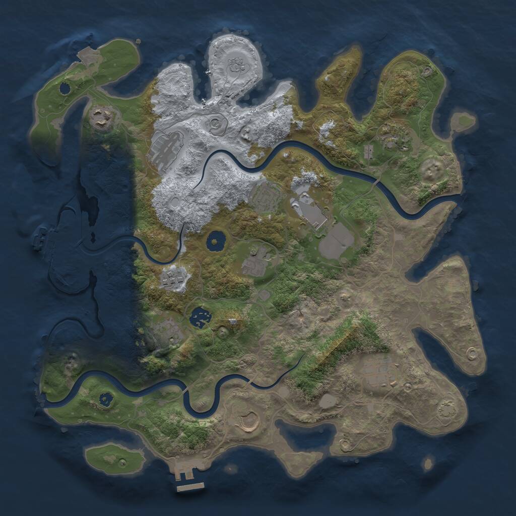 Rust Map: Procedural Map, Size: 3800, Seed: 1496139203, 17 Monuments