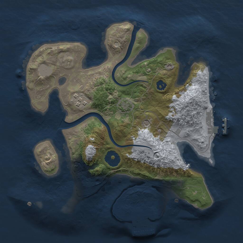 Rust Map: Procedural Map, Size: 2400, Seed: 12586, 6 Monuments