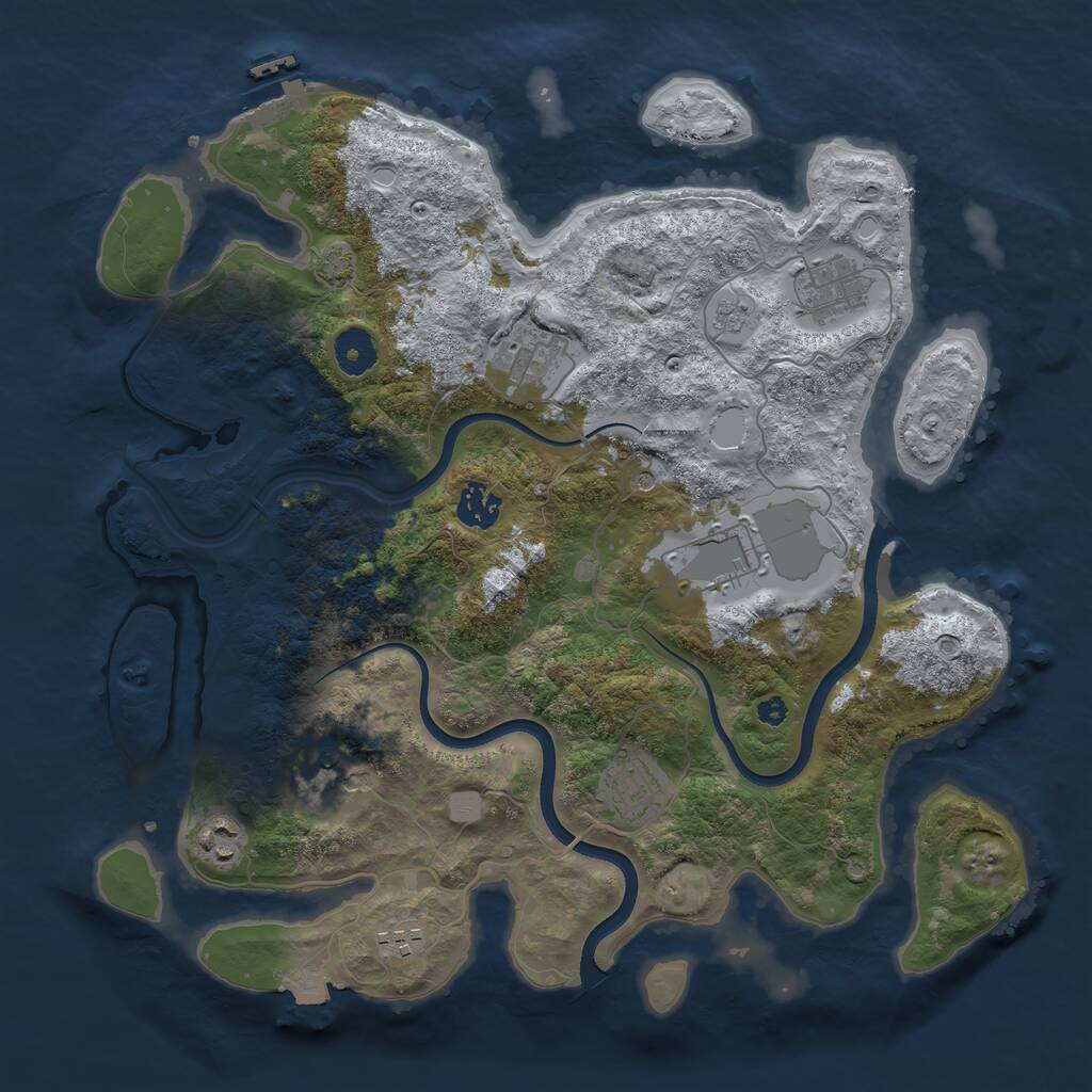 Rust Map: Procedural Map, Size: 3700, Seed: 198086687, 13 Monuments