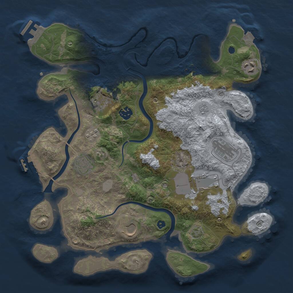 Rust Map: Procedural Map, Size: 3500, Seed: 218940, 14 Monuments