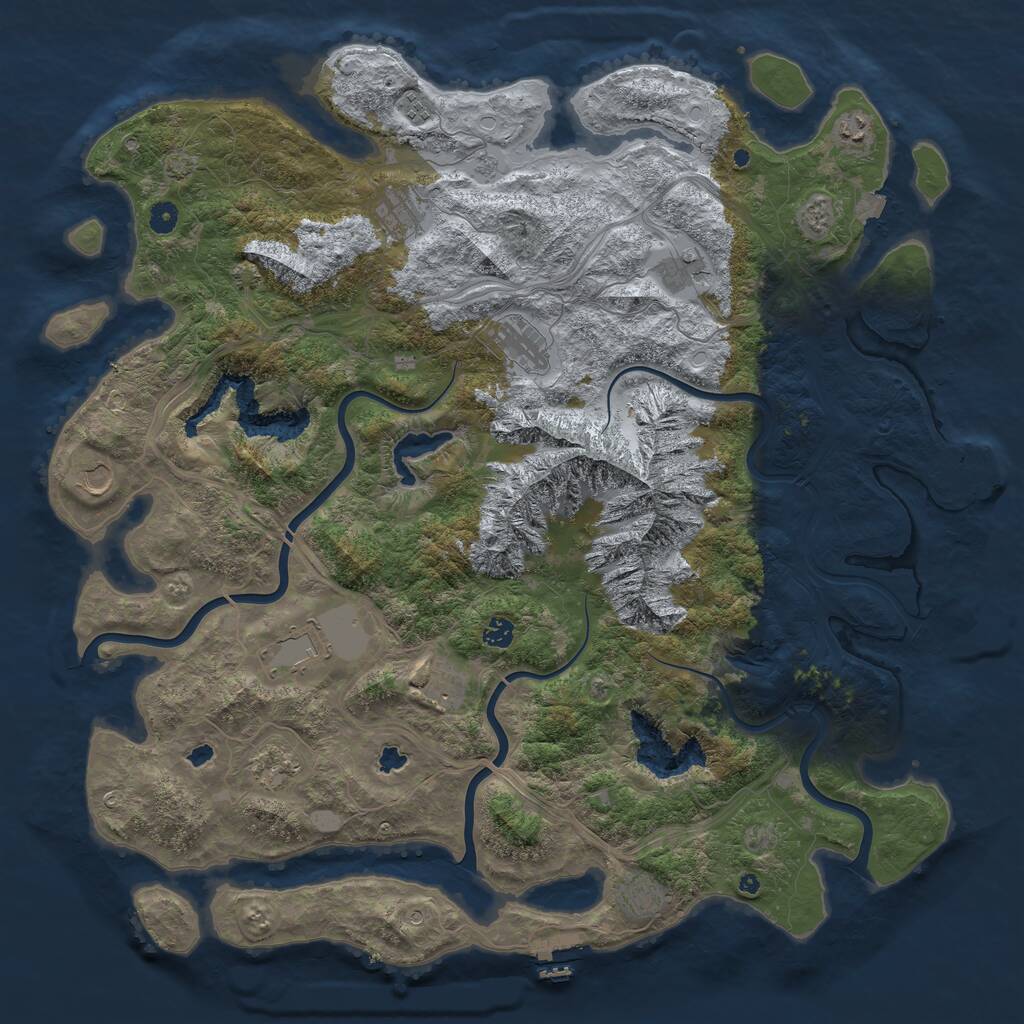 Rust Map: Procedural Map, Size: 5000, Seed: 1025487752, 17 Monuments
