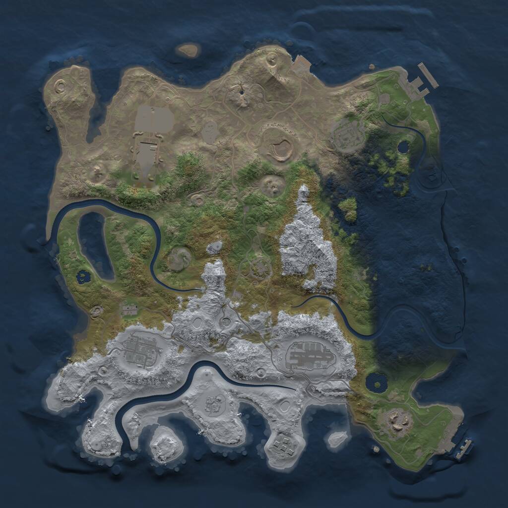 Rust Map: Procedural Map, Size: 3500, Seed: 1707218216, 13 Monuments