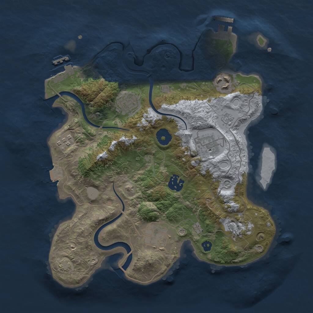 Rust Map: Procedural Map, Size: 3000, Seed: 806967426, 13 Monuments