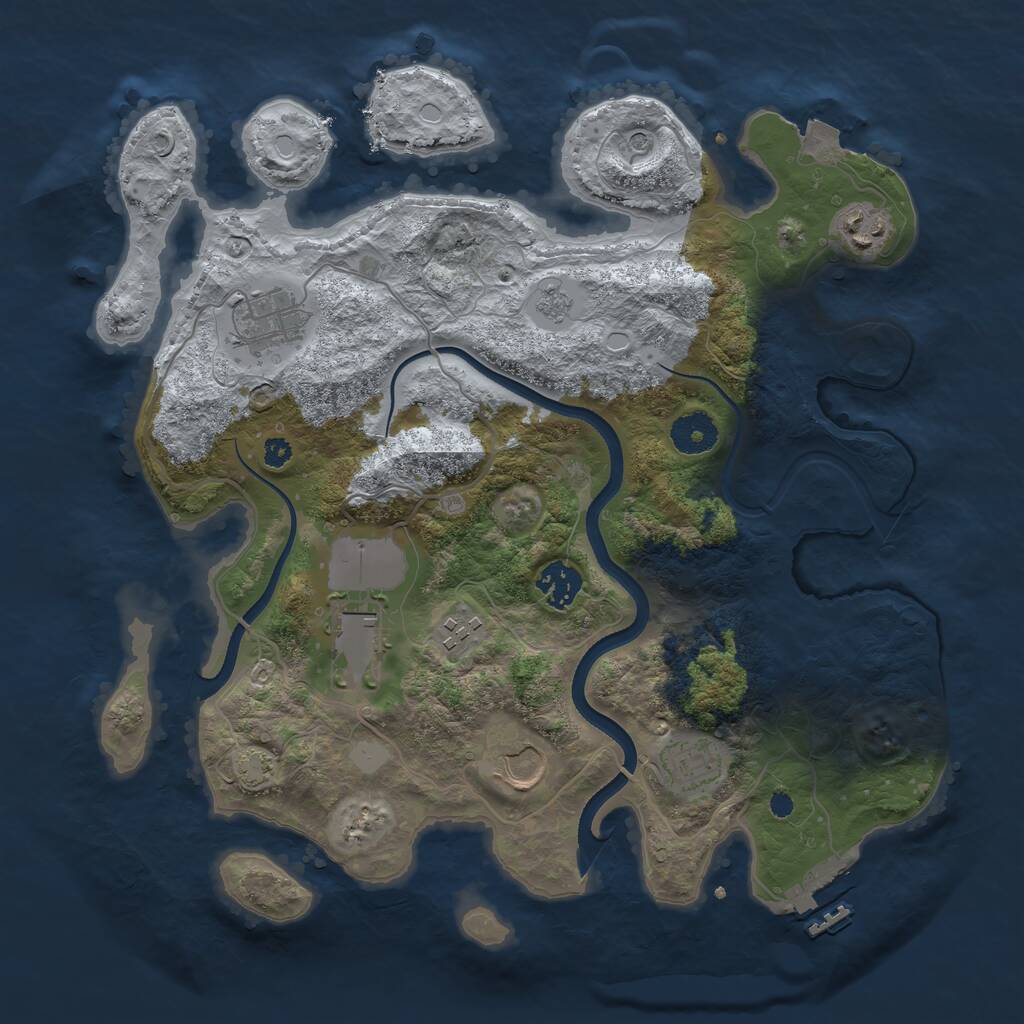 Rust Map: Procedural Map, Size: 3500, Seed: 1398560751, 12 Monuments