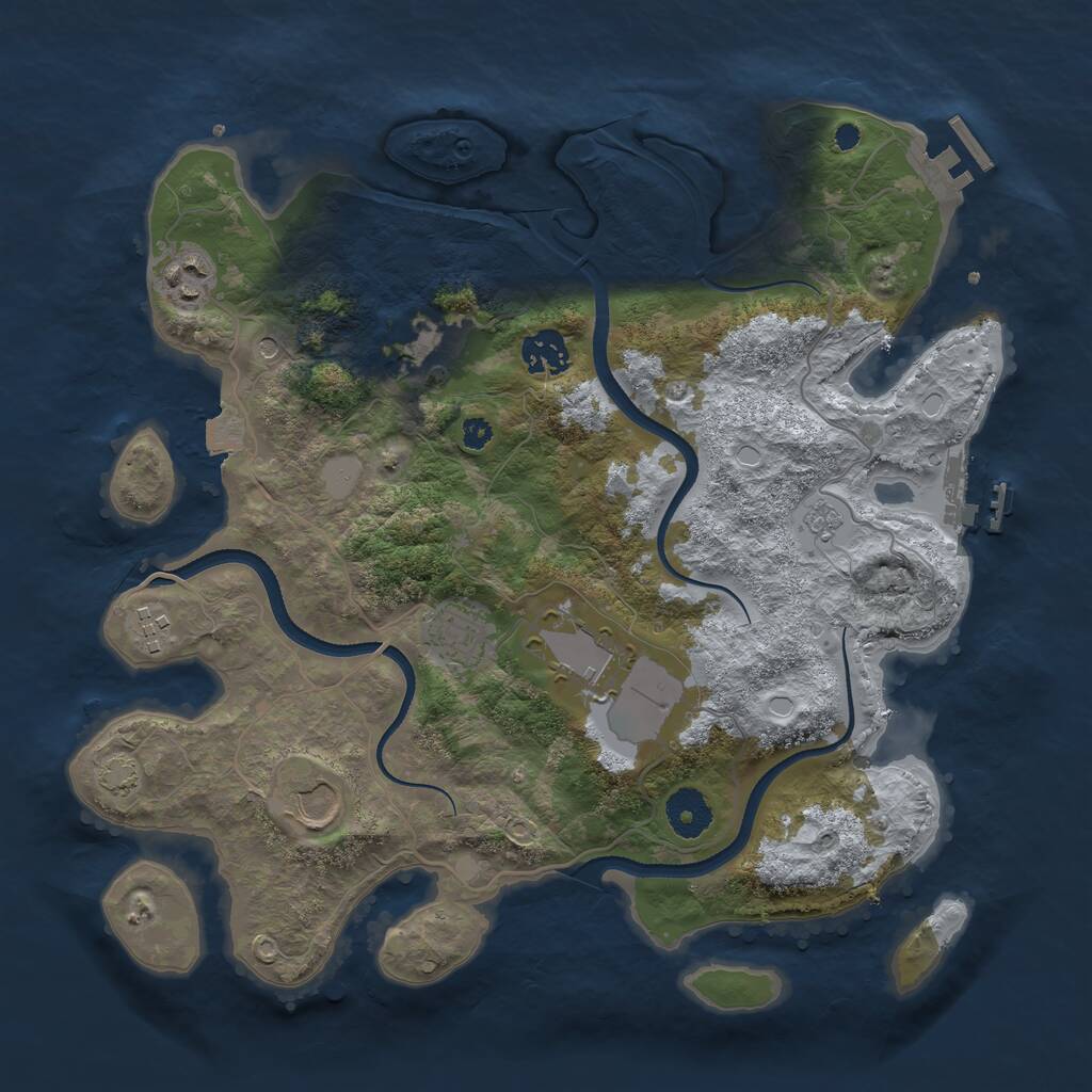 Rust Map: Procedural Map, Size: 3500, Seed: 28541040, 13 Monuments