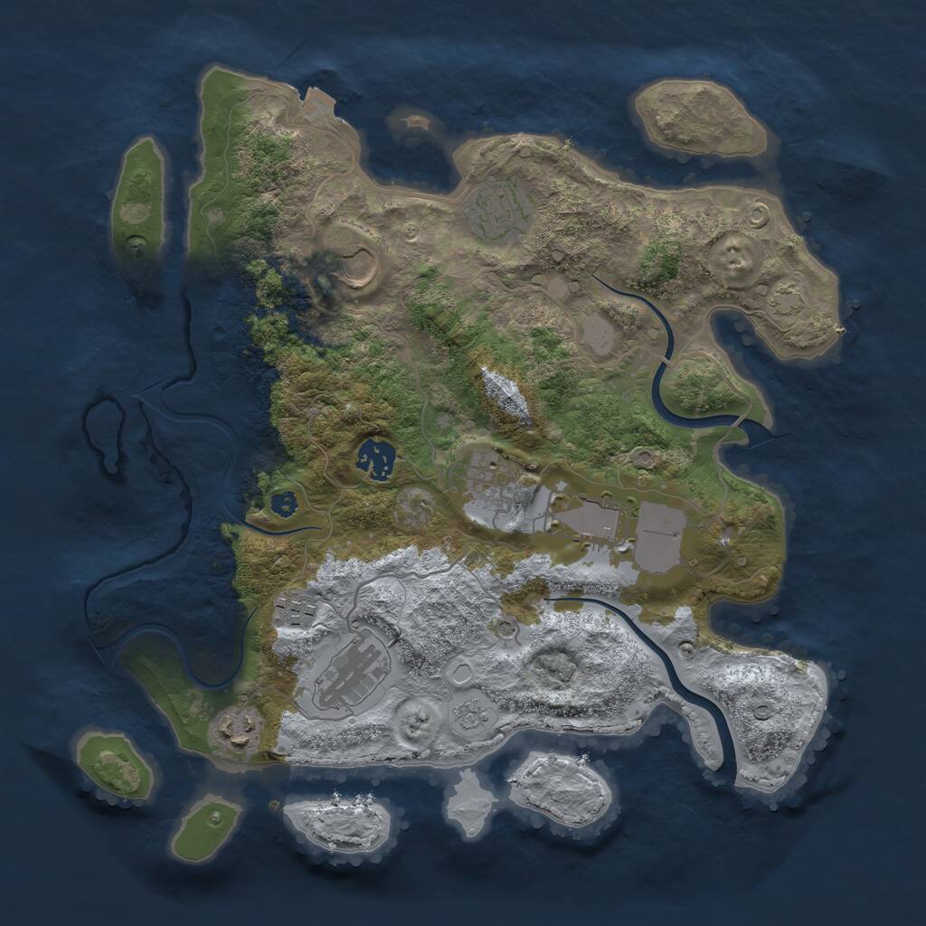 Rust Map: Procedural Map, Size: 3500, Seed: 1414910320, 12 Monuments