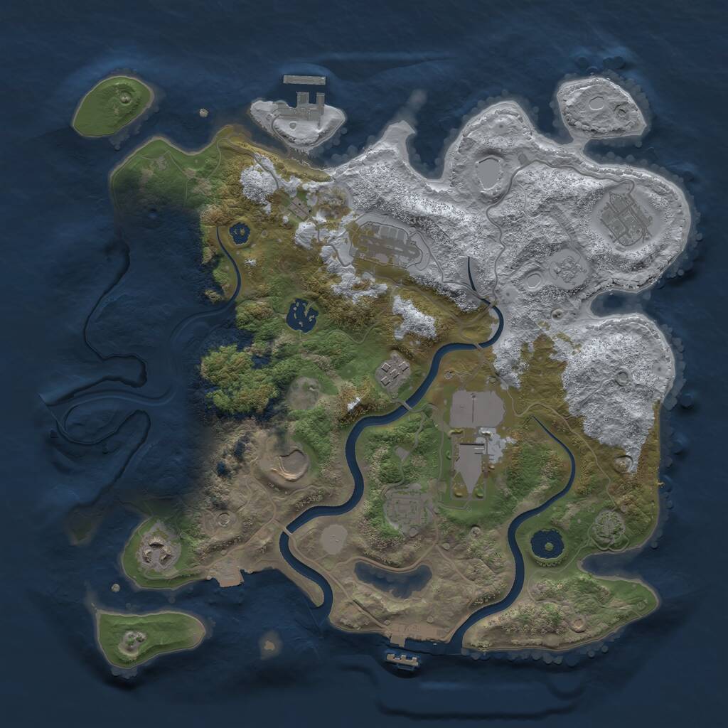Rust Map: Procedural Map, Size: 3500, Seed: 1852238862, 14 Monuments