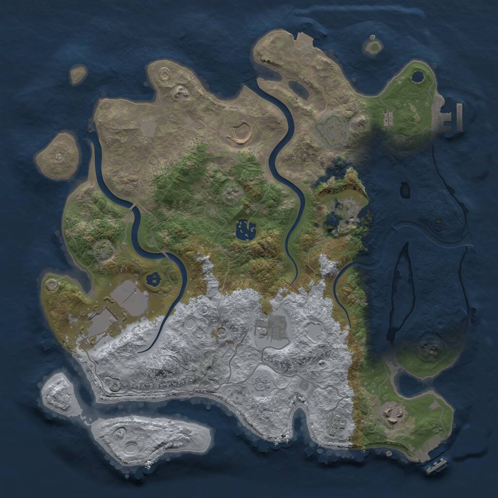 Rust Map: Procedural Map, Size: 3500, Seed: 389525474, 14 Monuments