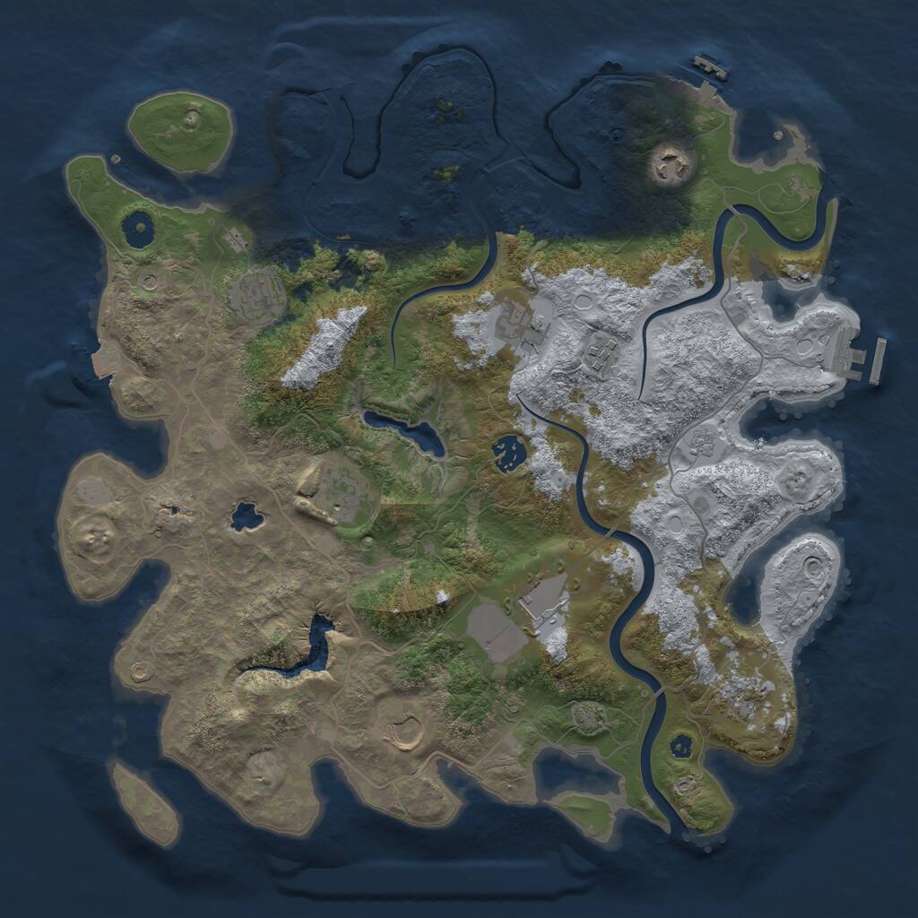 Rust Map: Procedural Map, Size: 4000, Seed: 1223515605, 15 Monuments