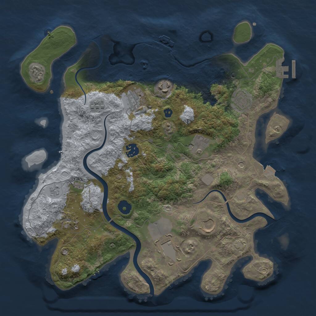 Rust Map: Procedural Map, Size: 3500, Seed: 1879791676, 15 Monuments