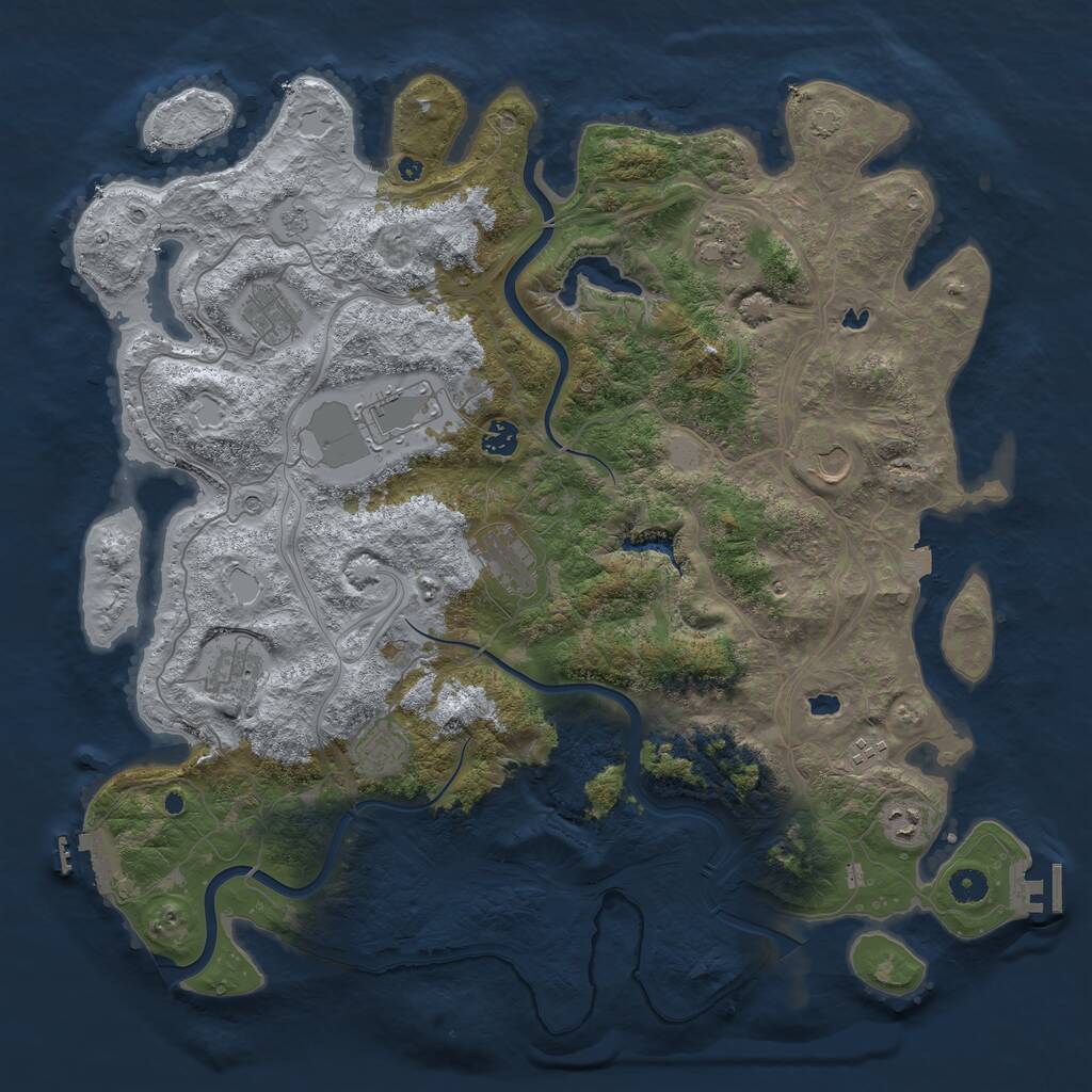 Rust Map: Procedural Map, Size: 4500, Seed: 351073896, 16 Monuments