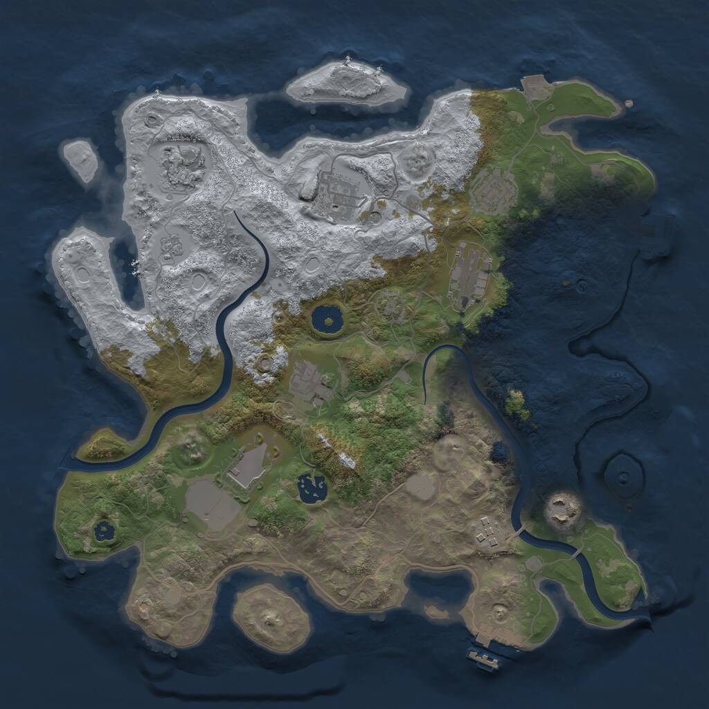 Rust Map: Procedural Map, Size: 3500, Seed: 1036137815, 15 Monuments