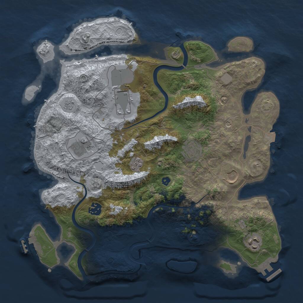 Rust Map: Procedural Map, Size: 3500, Seed: 273373419, 13 Monuments