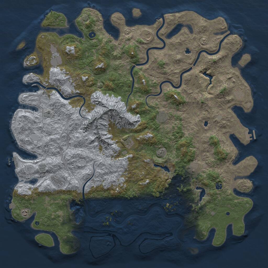 Rust Map: Procedural Map, Size: 6000, Seed: 357279068, 17 Monuments