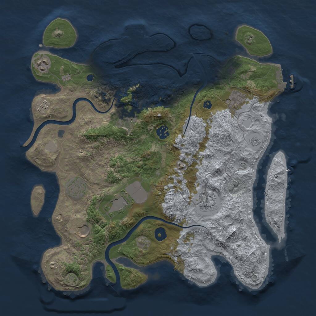 Rust Map: Procedural Map, Size: 3700, Seed: 1187724664, 15 Monuments