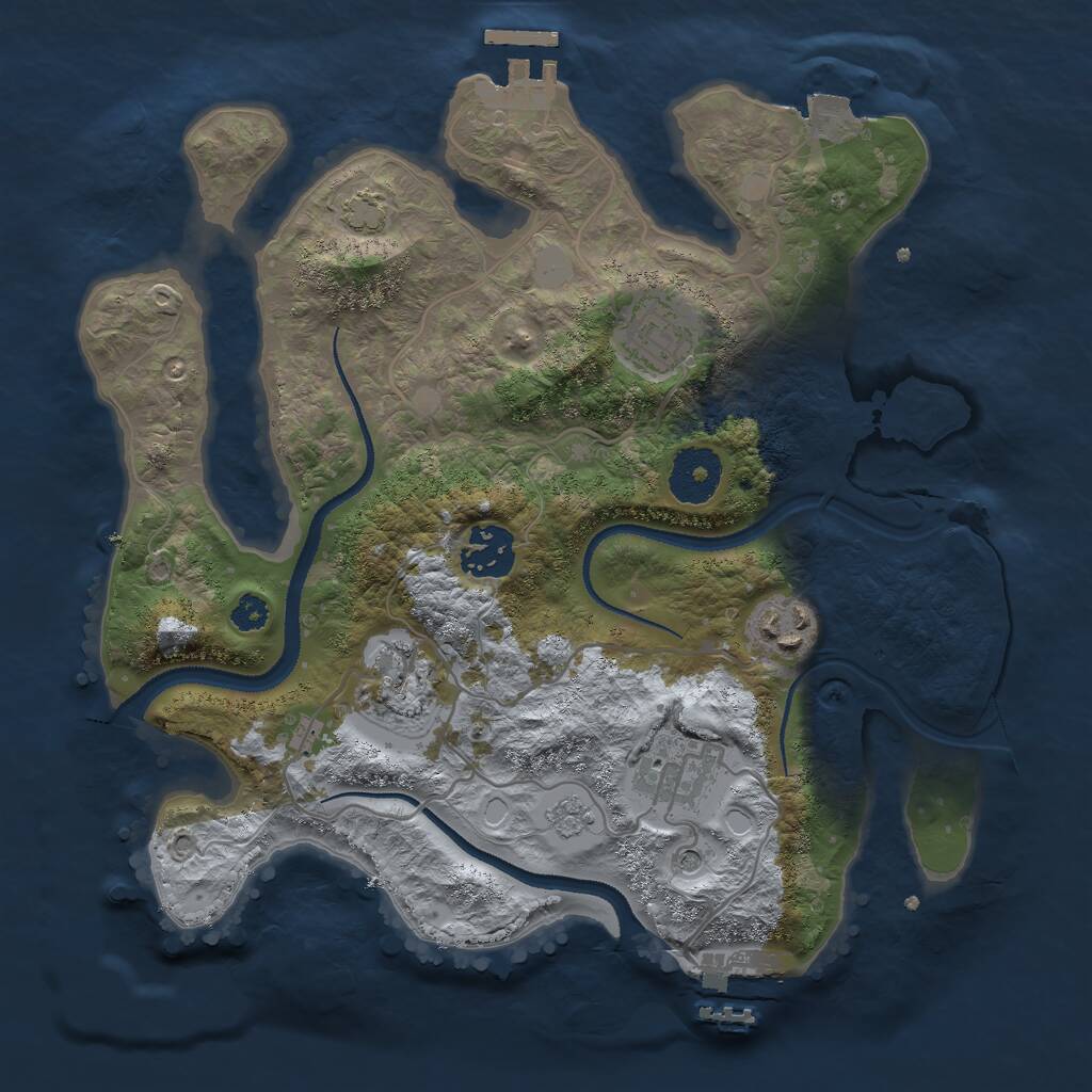 Rust Map: Procedural Map, Size: 3000, Seed: 1685980646, 11 Monuments