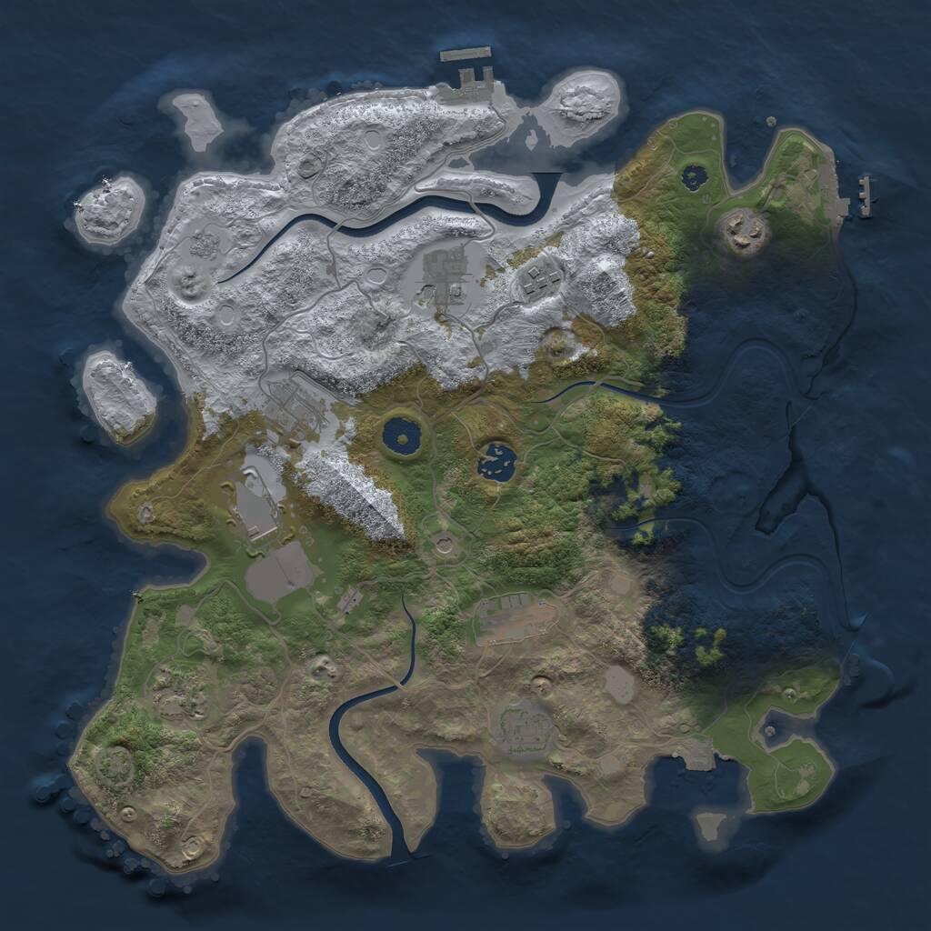 Rust Map: Procedural Map, Size: 3700, Seed: 2006525775, 15 Monuments
