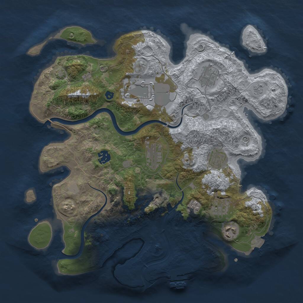 Rust Map: Procedural Map, Size: 3500, Seed: 1780853386, 13 Monuments