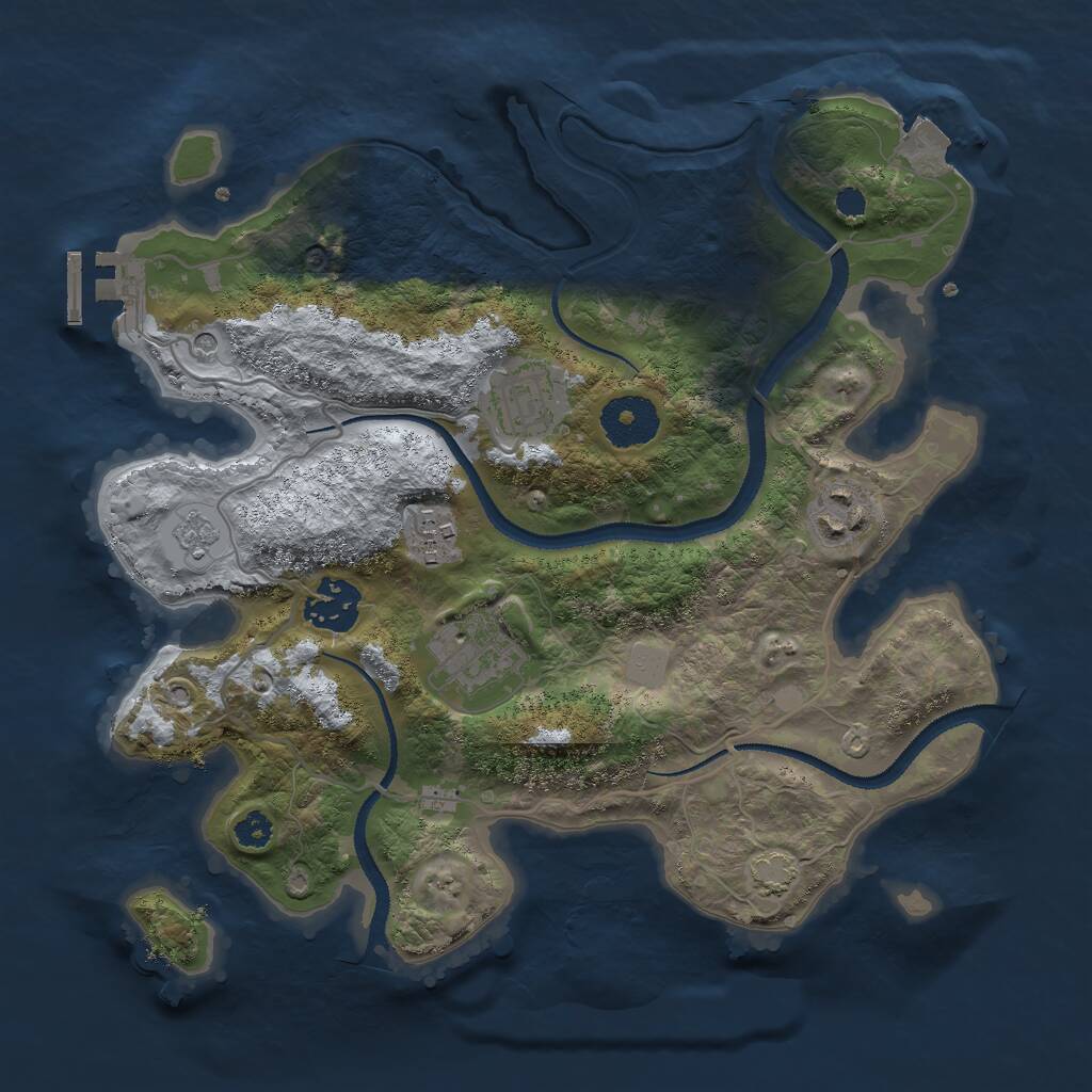 Rust Map: Procedural Map, Size: 3000, Seed: 213624, 10 Monuments
