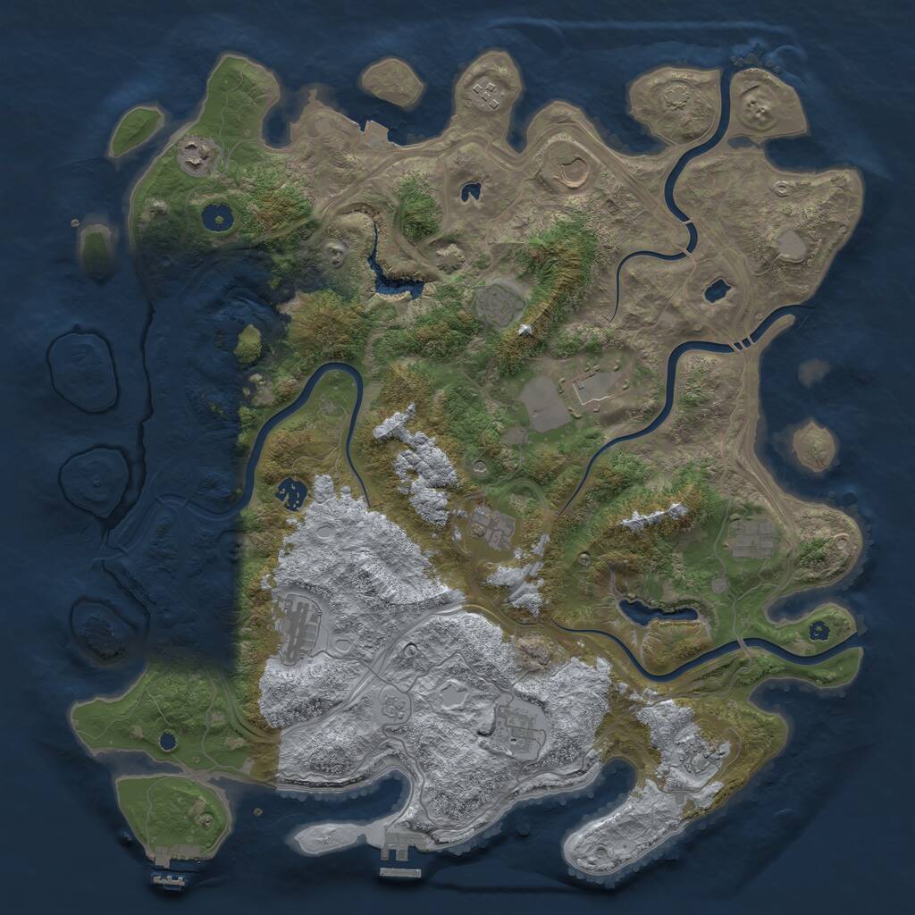 Rust Map: Procedural Map, Size: 4500, Seed: 330335038, 17 Monuments
