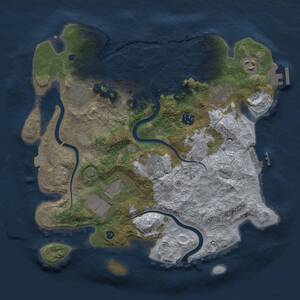 Thumbnail Rust Map: Procedural Map, Size: 3500, Seed: 34549788, 14 Monuments