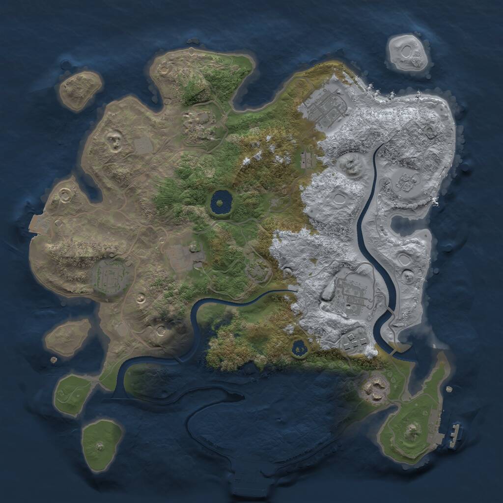 Rust Map: Procedural Map, Size: 3219, Seed: 712096174, 13 Monuments