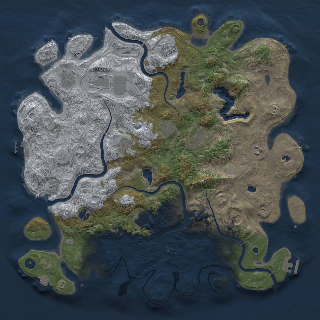 Rust Map: Procedural Map, Size: 4500, Seed: 677927223, 17 Monuments