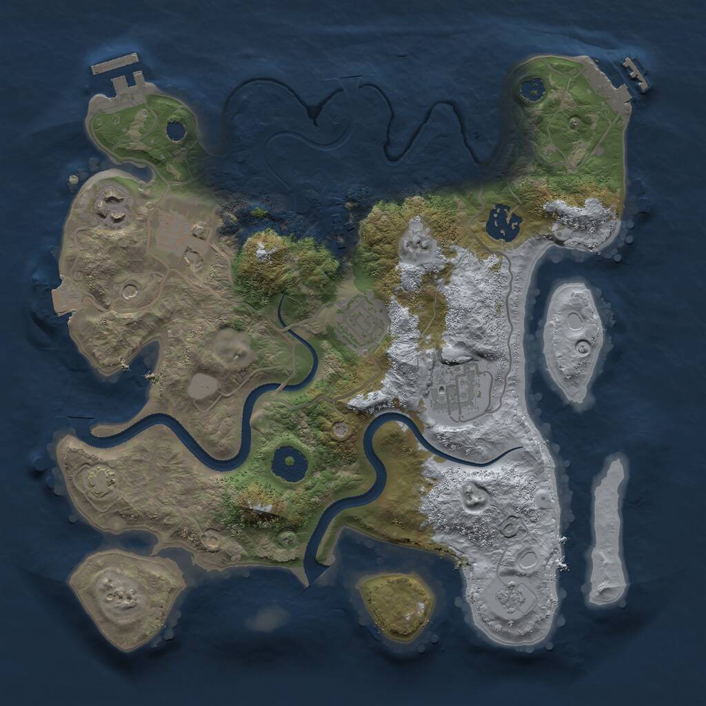 Rust Map: Procedural Map, Size: 3000, Seed: 802801431, 12 Monuments