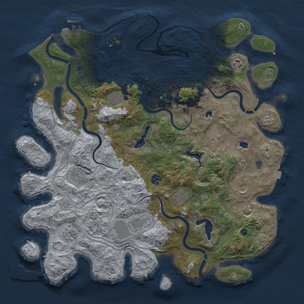 Rust Map: Procedural Map, Size: 4500, Seed: 87654321, 15 Monuments