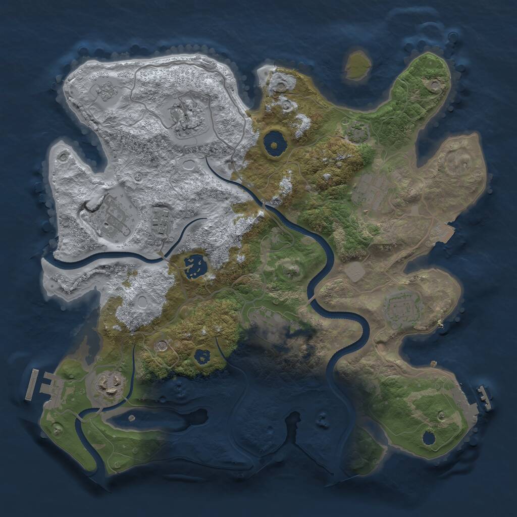 Rust Map: Procedural Map, Size: 3250, Seed: 1143758807, 14 Monuments