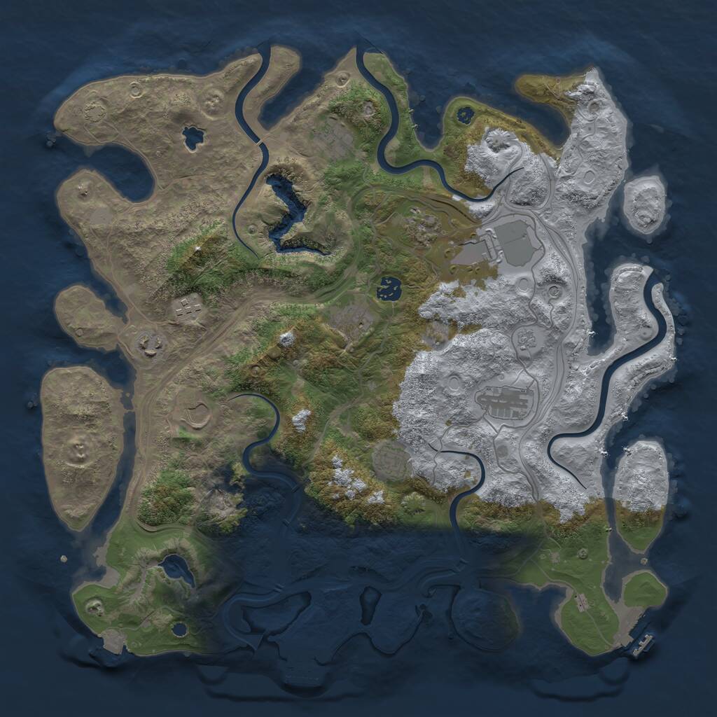 Rust Map: Procedural Map, Size: 4250, Seed: 1283290882, 16 Monuments