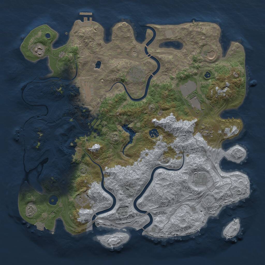 Rust Map: Procedural Map, Size: 4250, Seed: 23952, 16 Monuments