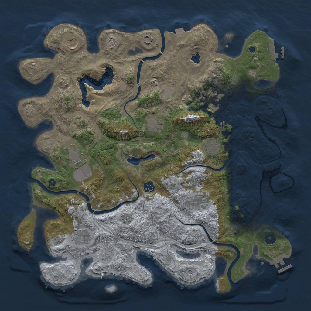 Rust Map: Procedural Map, Size: 4250, Seed: 824791627, 16 Monuments