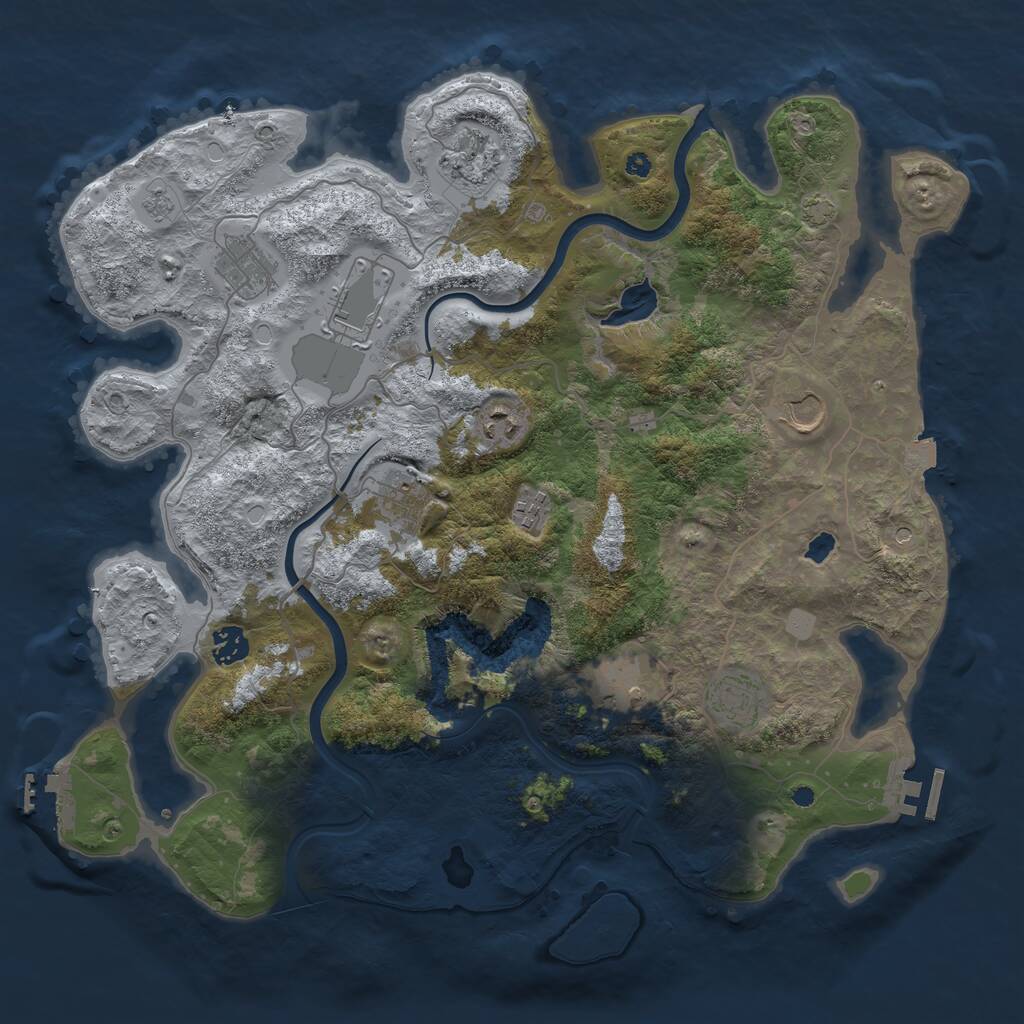 Rust Map: Procedural Map, Size: 4000, Seed: 849269, 16 Monuments