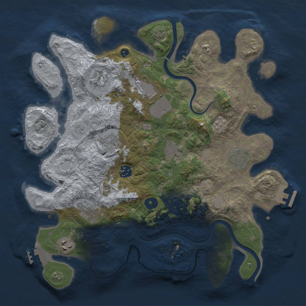Rust Map: Procedural Map, Size: 3650, Seed: 1722986648, 15 Monuments